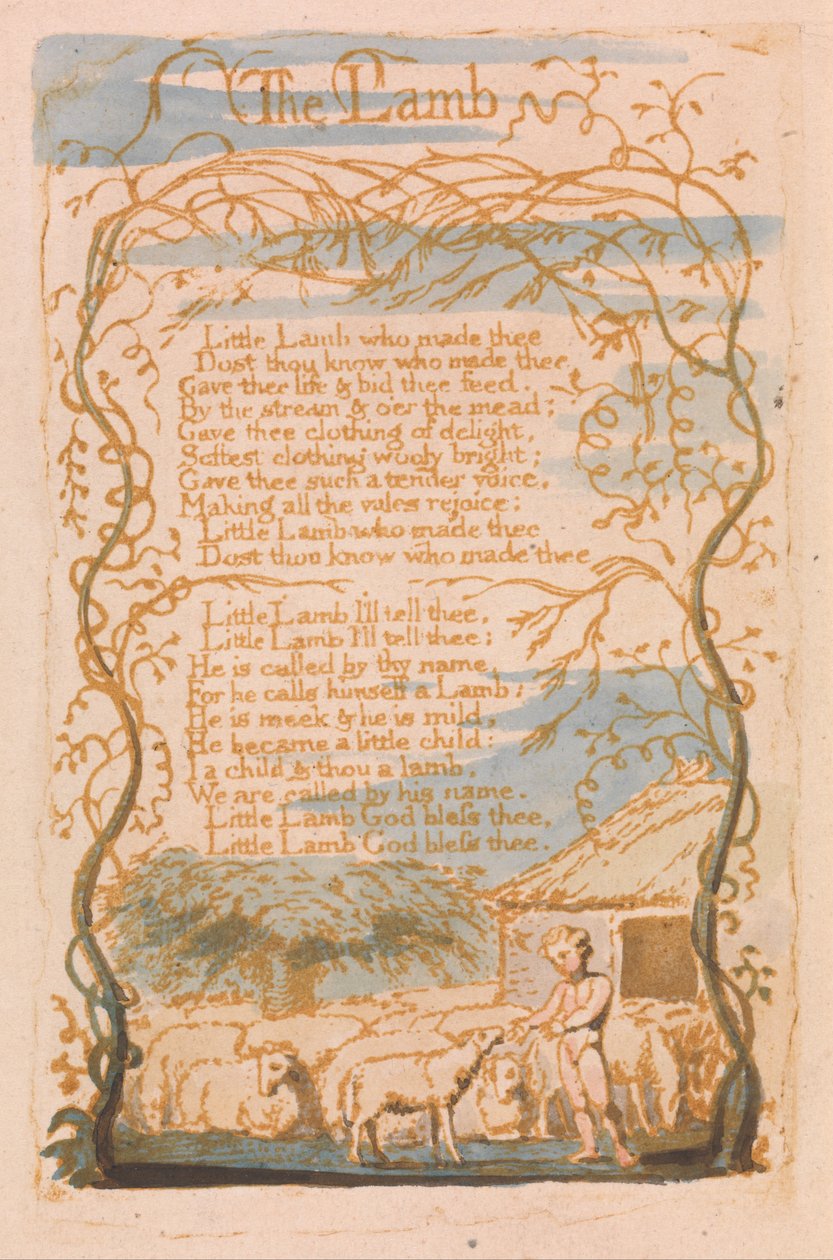 Songs of Innocence, Plate 8, The Lamb (Bentley 8) af William Blake