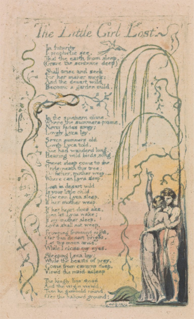 Sange om uskyld og erfaring, plade 20, Den lille pige tabt (Bentley 34) af William Blake