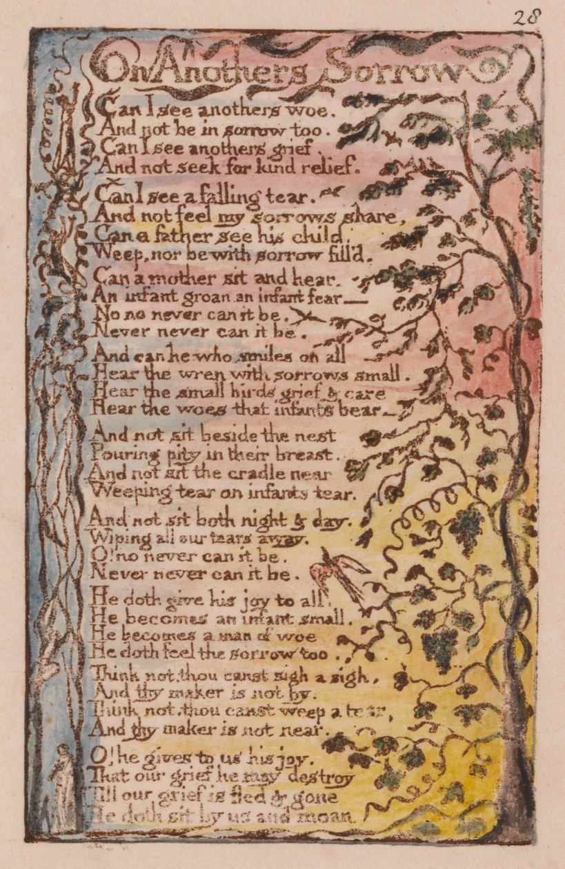 Sange om uskyld og erfaring, plade 28, On Anothers Sorrow (Bentley 27) af William Blake