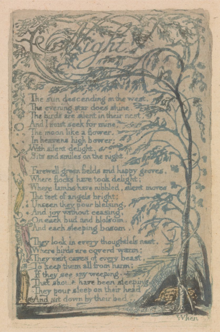 Sange om uskyld og erfaring, plade 30, nat (Bentley 20) af William Blake