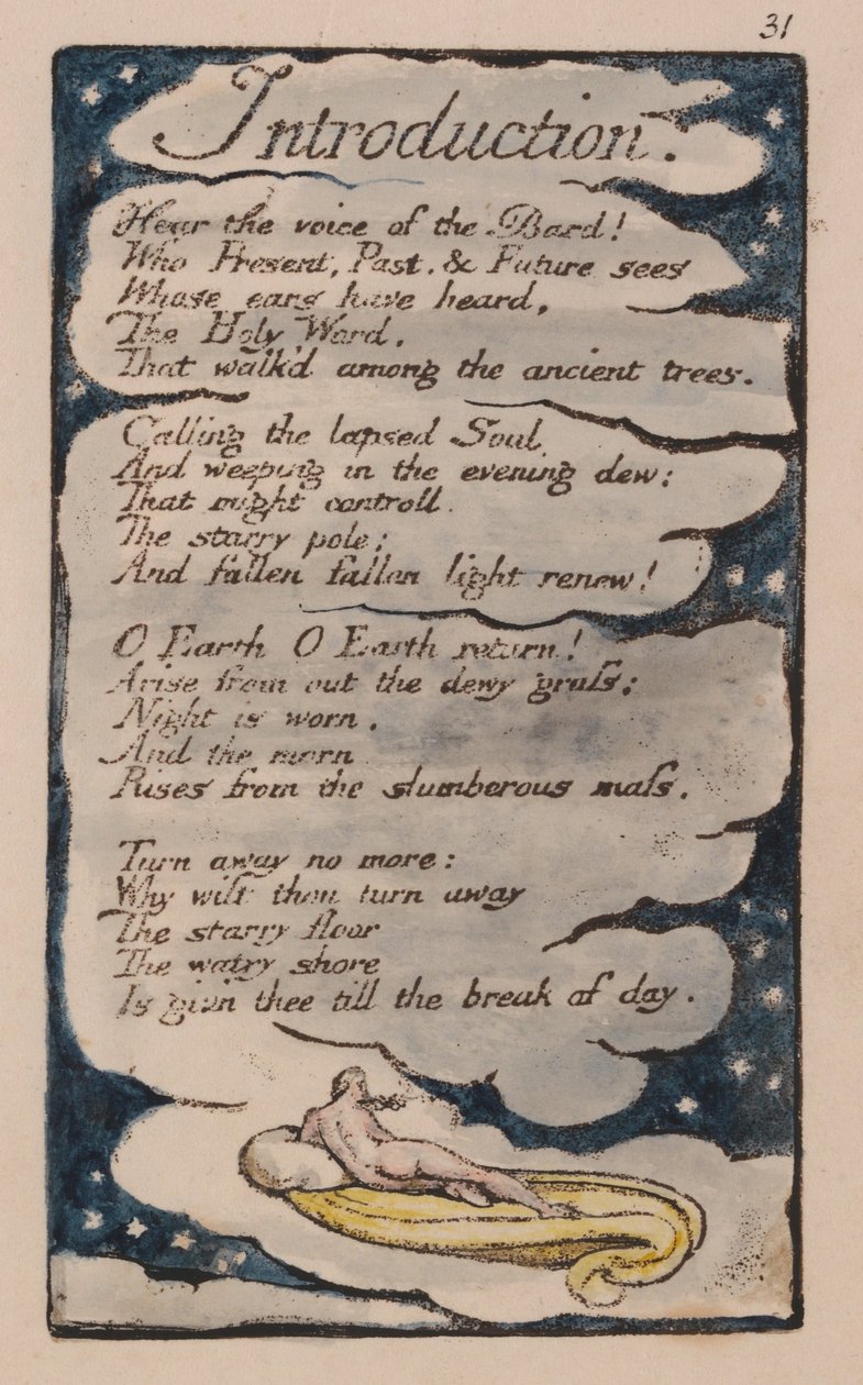 Sange om uskyld og erfaring, plade 31, introduktion (Bentley 30) af William Blake