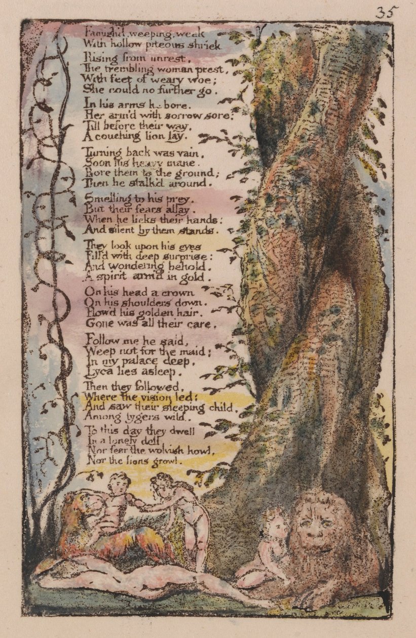 Sange om uskyld og erfaring, plade 35, den lille pige fundet (Bentley 36) af William Blake