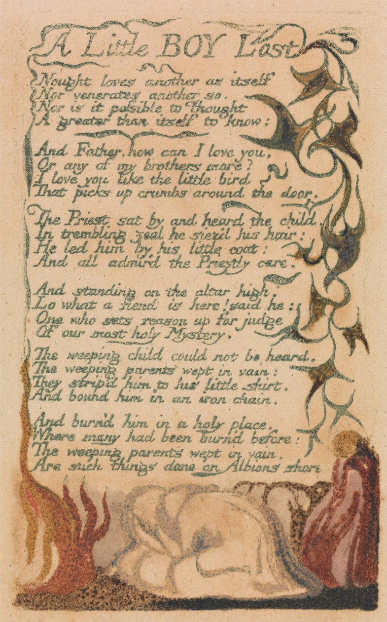 Songs of Innocence and of Experience, Plate 43, A Little Boy Lost (Bentley 50) af William Blake