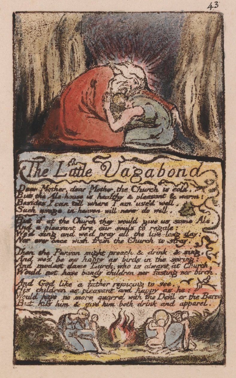 Songs of Innocence and of Experience, Plate 43, The Little Vagabond, (Bentley 45) af William Blake