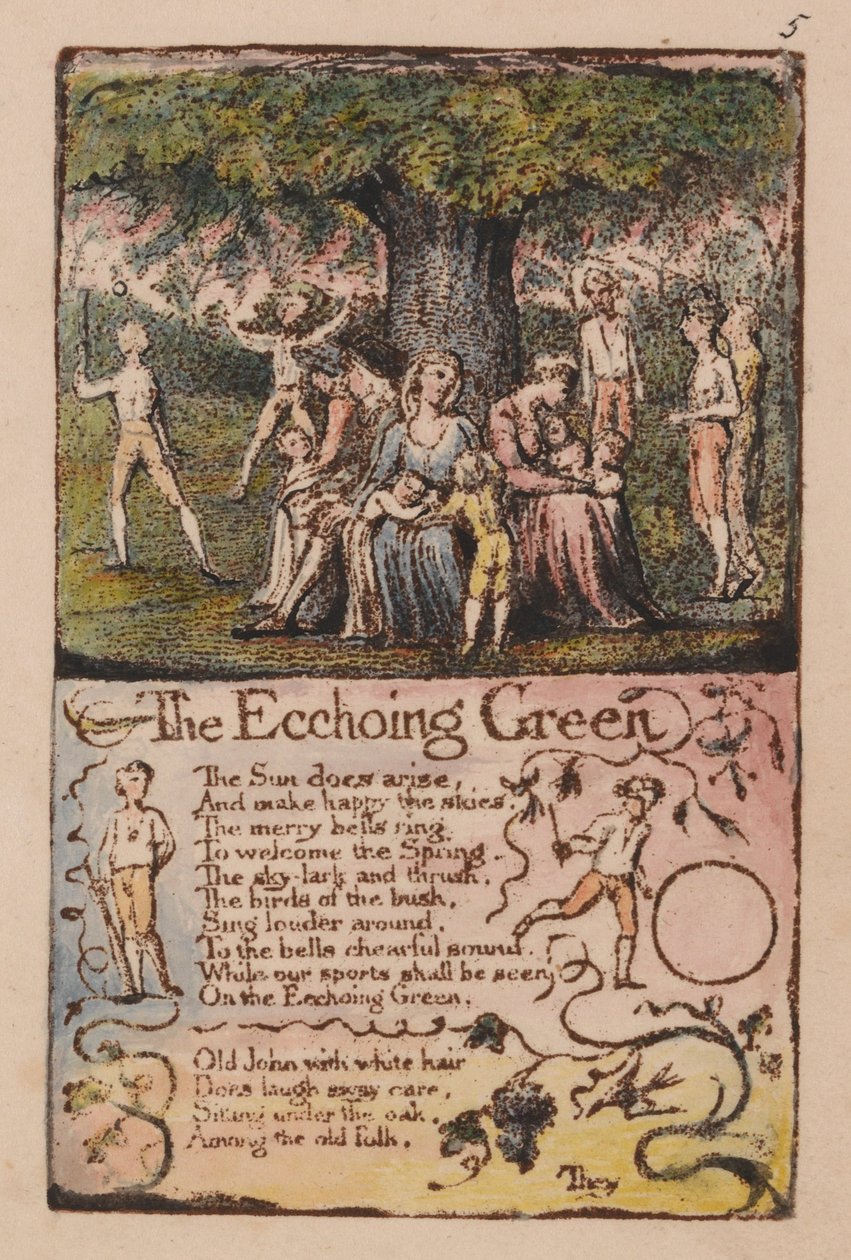 Sange om uskyld og erfaring, plade 5, The Ecchoing Green (Bentley 6) af William Blake