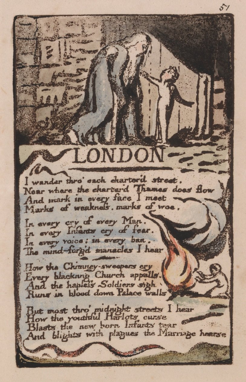 Songs of Innocence and of Experience, Plate 51, London (Bentley 46) af William Blake