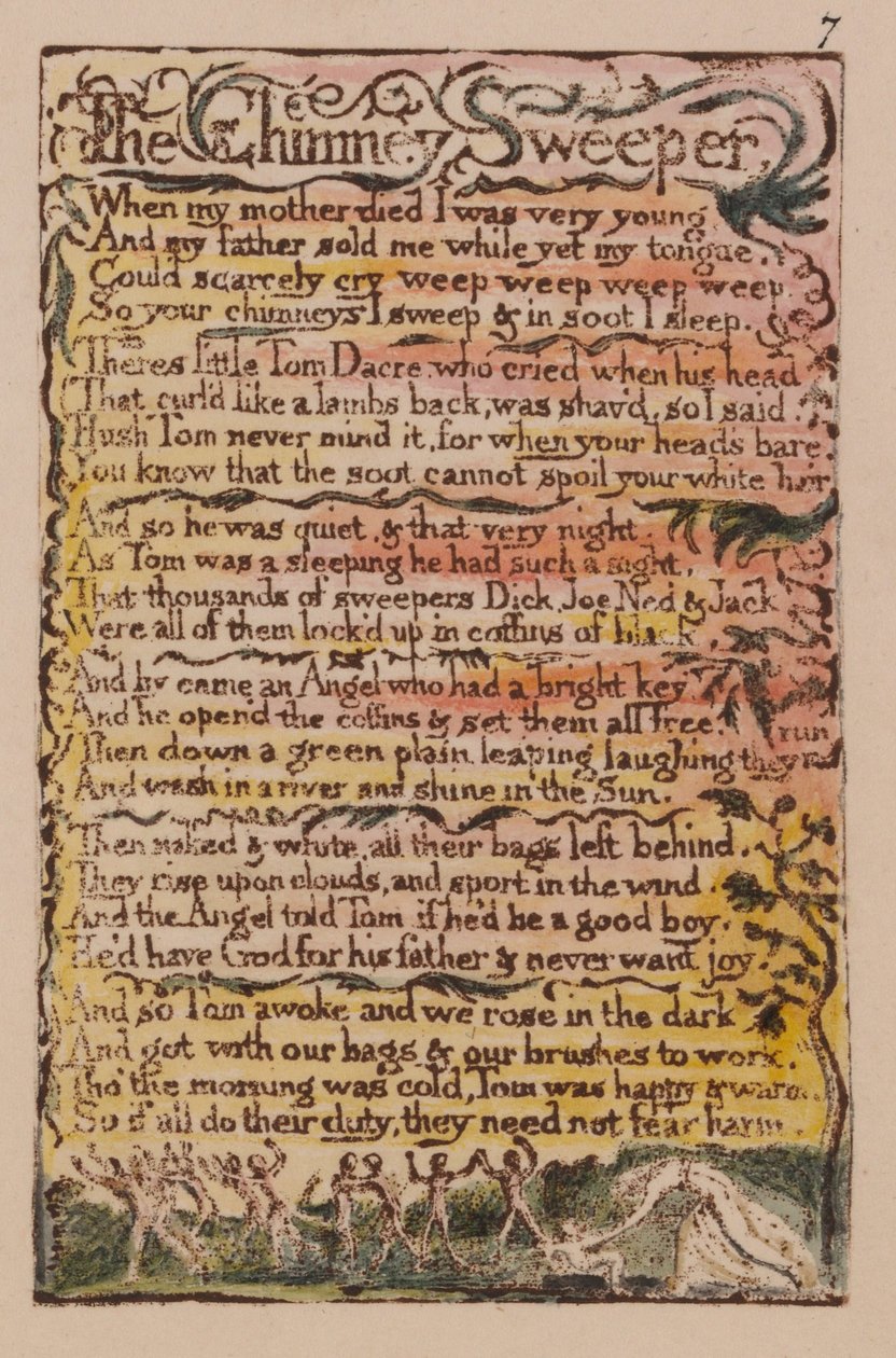 Sange om uskyld og erfaring, plade 7, skorstensfejeren (Bentley 12) af William Blake
