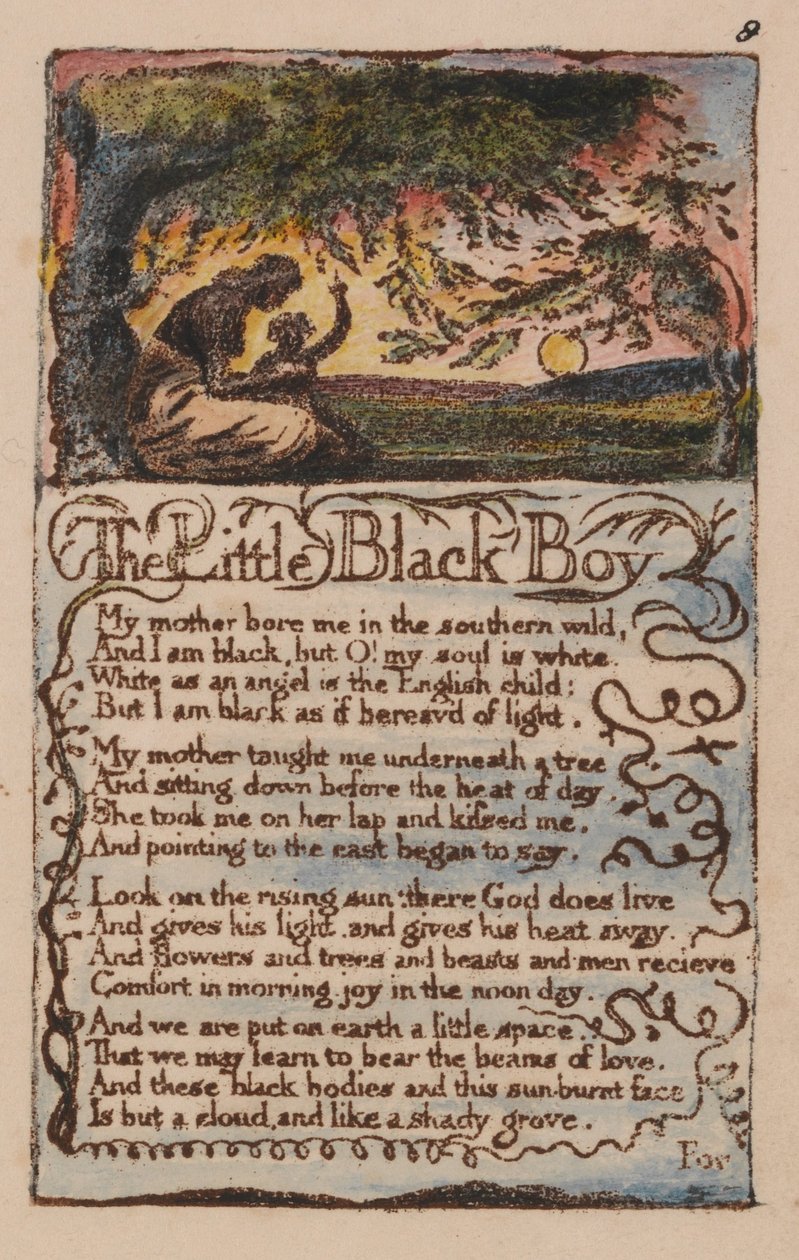 Sange om uskyld og erfaring, plade 8, Den lille sorte dreng (Bentley 9) af William Blake