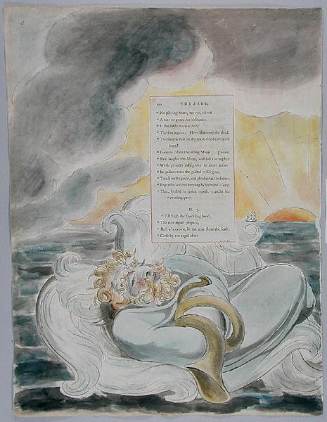 The Bard, design 60 fra The Poems of Thomas Gray, 1797-98 (wc med pen og blæk på papir) af William Blake
