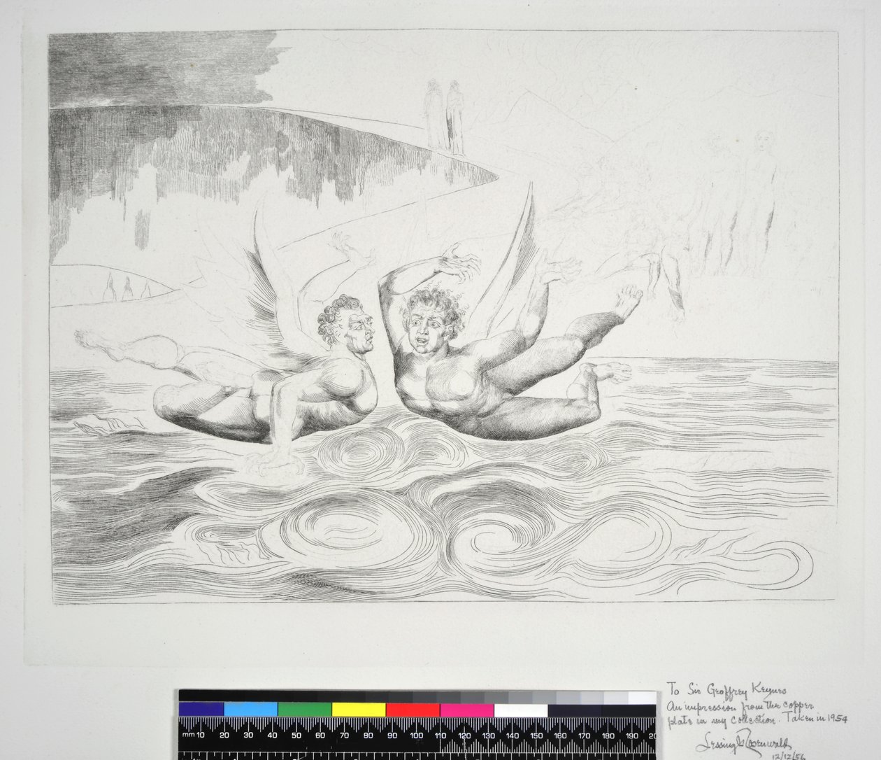 De korrupte embedsmænds kreds: Canto XXII, illustration til "Den guddommelige komedie" af Dante Alighieri, 1954 af William Blake