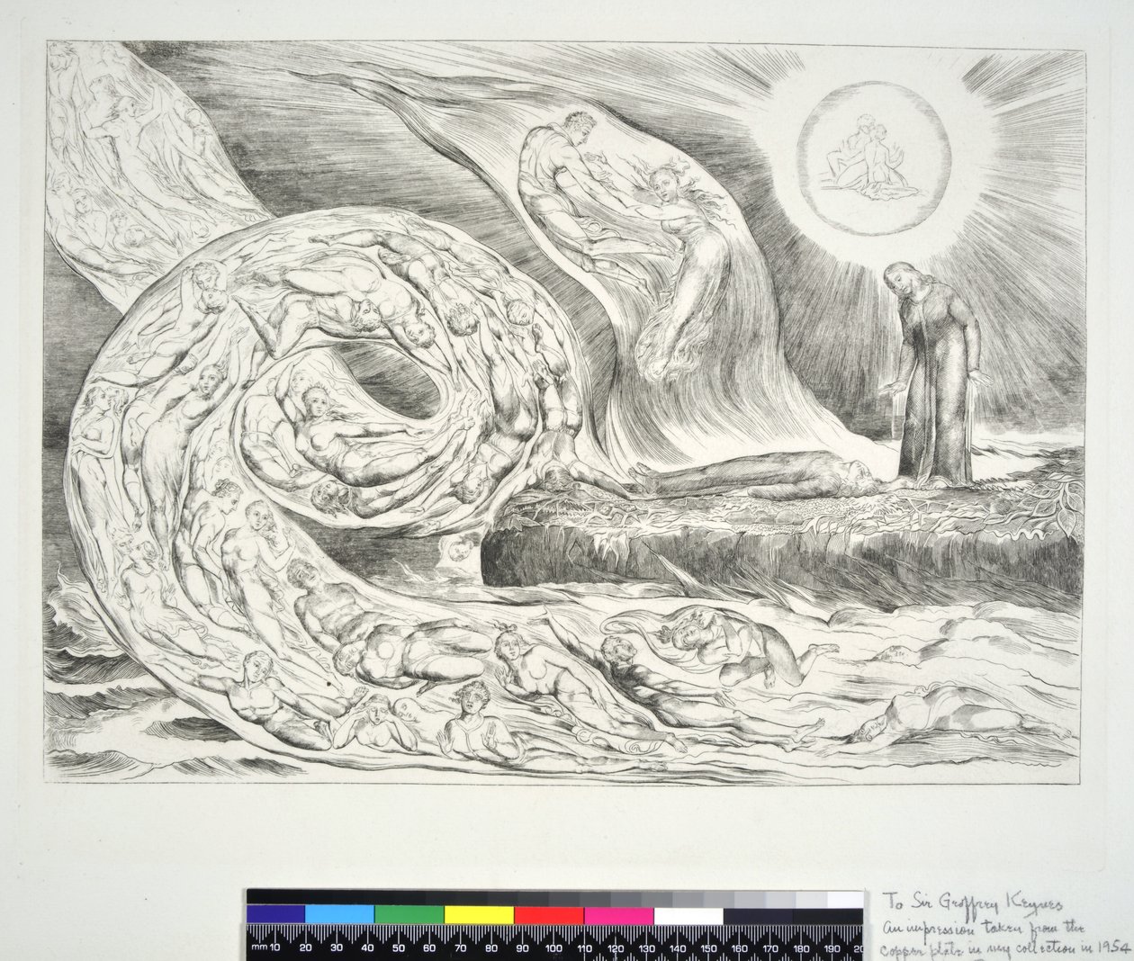 Cirkelen af de lystne: Paolo og Francesca Inferno V, illustration til "Den guddommelige komedie" af Dante Alighieri, 1954 af William Blake