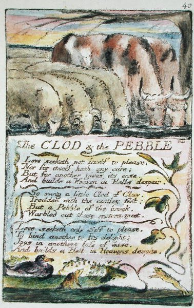 The Clod and the Pebble, plade 40 (Bentley 32) fra Songs of Innocence and of Experience (Bentley Copy L) 1789-94 (relief ætsning med pen & wc) af William Blake