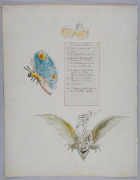 The Descent of Odin design 78 fra The Poems of Thomas Gray 1797-98 (wc med pen og blæk på papir) af William Blake