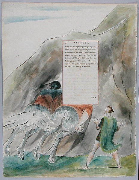 The Fatal Sisters, design 70 fra The Poems of Thomas Gray, 1797-98 (wc med pen og blæk på papir) af William Blake