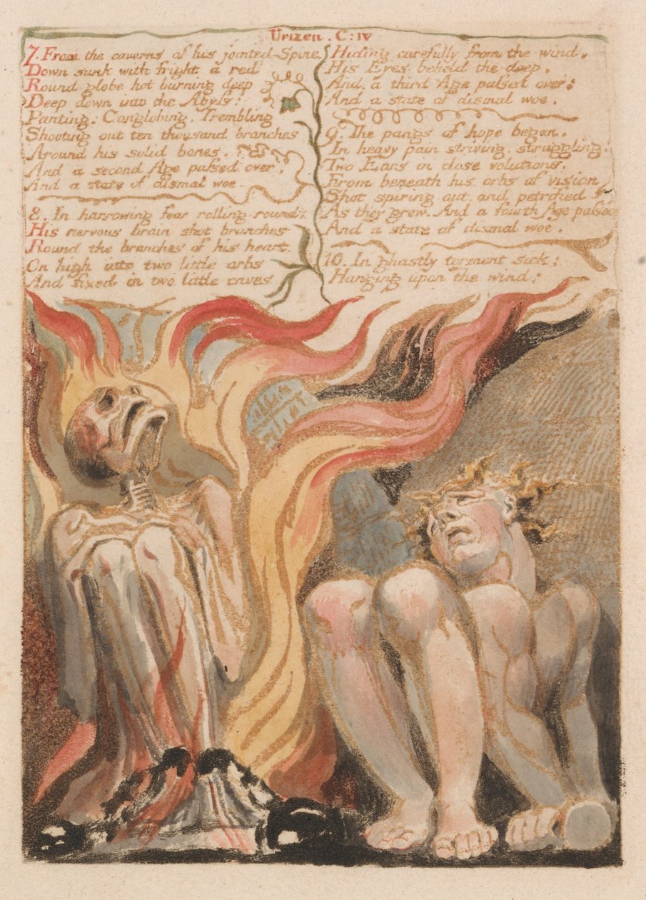 Den første bog af Urizen, plade 14, 7. Fra hulerne i hans fælles rygsøjle .... (Bentley 11) af William Blake