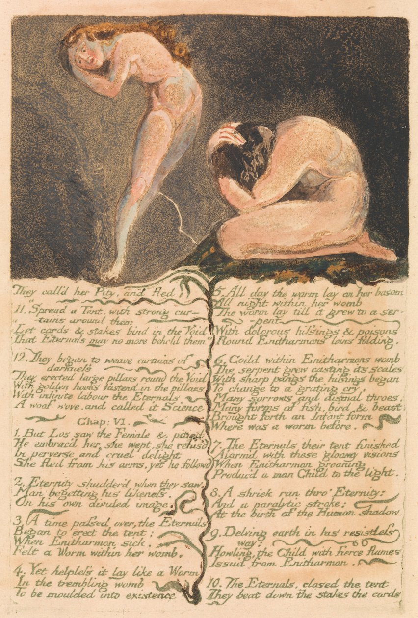 Urizens første bog, plade 17, de kaldte hende synd og flygtede. . . . (Bentley 19) af William Blake