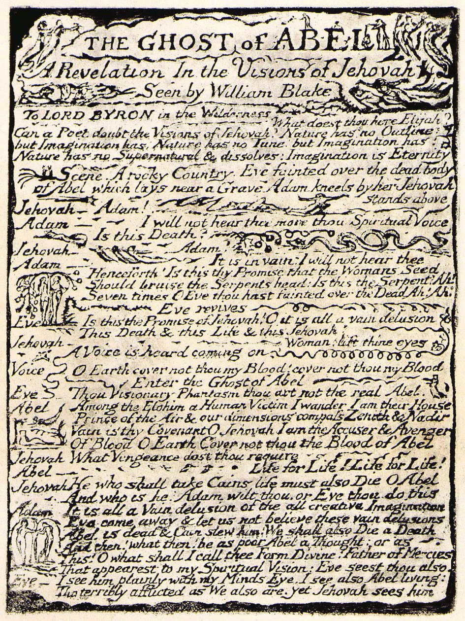 Abels spøgelse, side 1 af William Blake