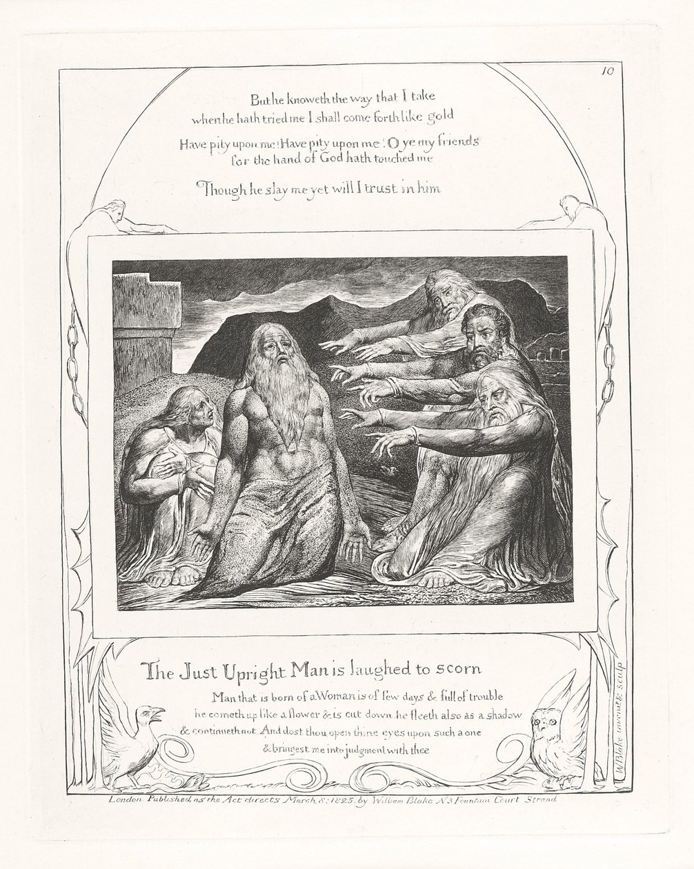 Den retfærdige oprejste mand bliver til grin til hån, 1825 af William Blake