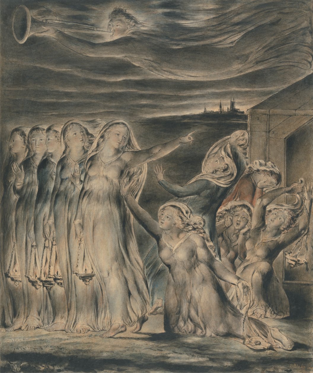 Lignelsen om de kloge og tåbelige jomfruer af William Blake