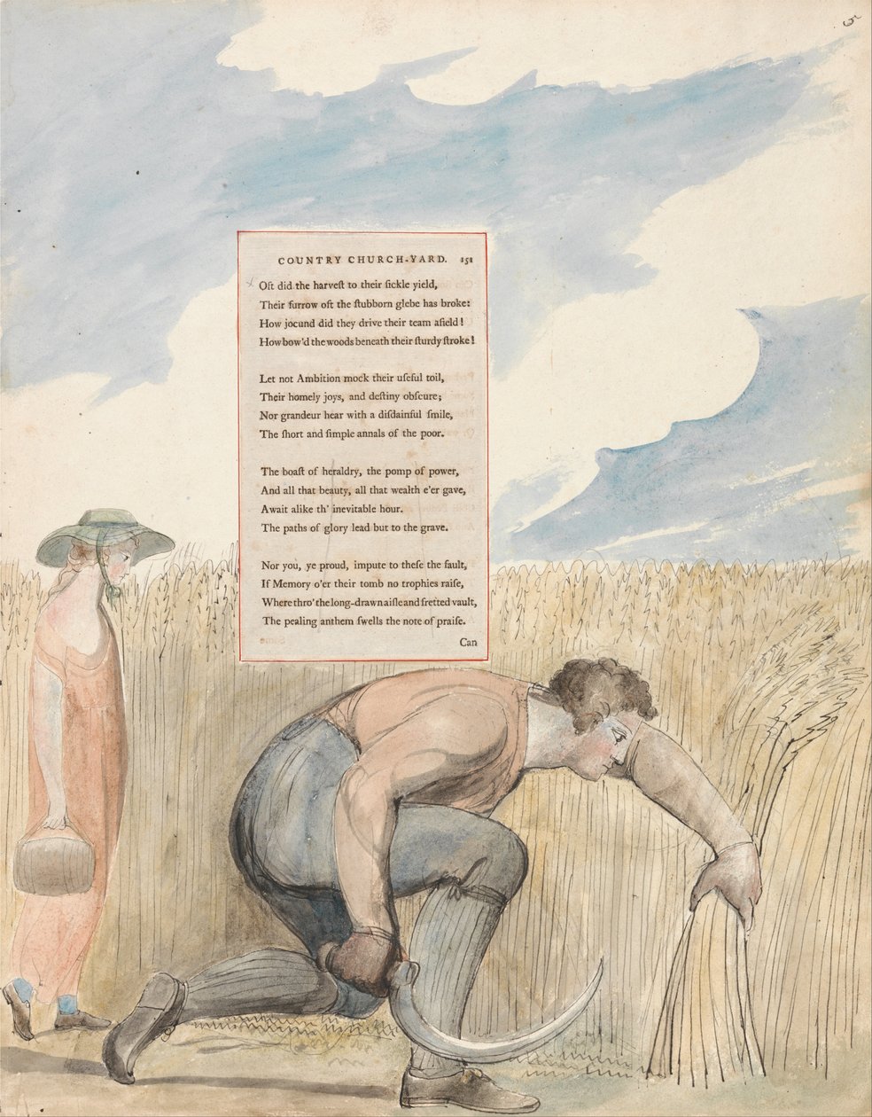 Digte af Thomas Gray, Design 109, Elegy Skrevet i en landskirke-gård. af William Blake