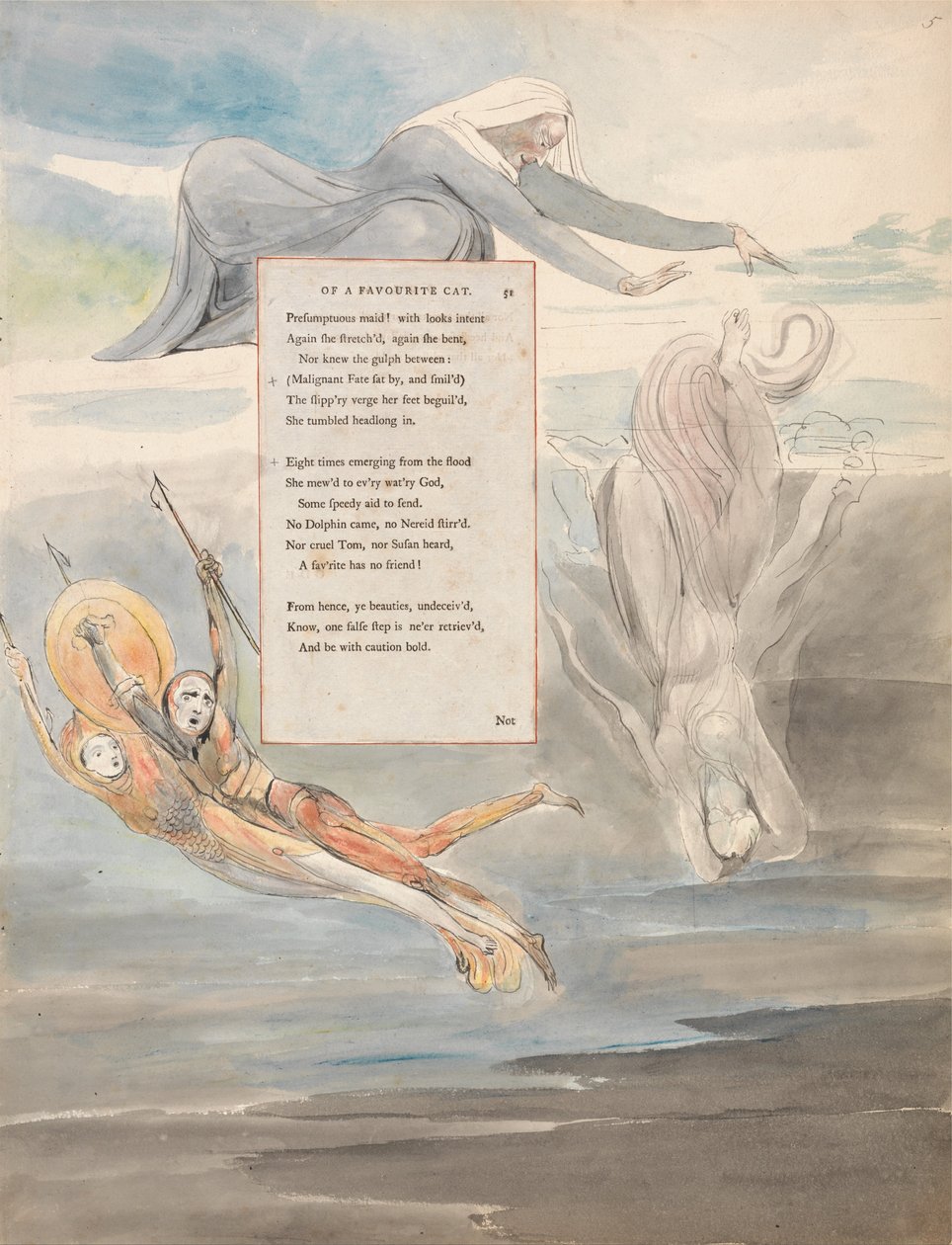 Digte af Thomas Gray, Design 11, Ode om en yndlings kats død. af William Blake