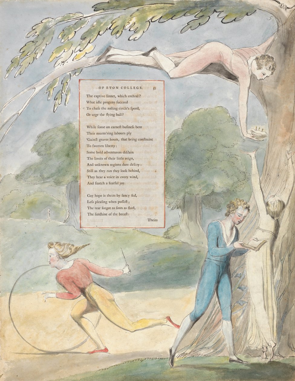 The Gray of Thomas Gray, Design 17, Ode on a Distant Prospect of Eton College. af William Blake