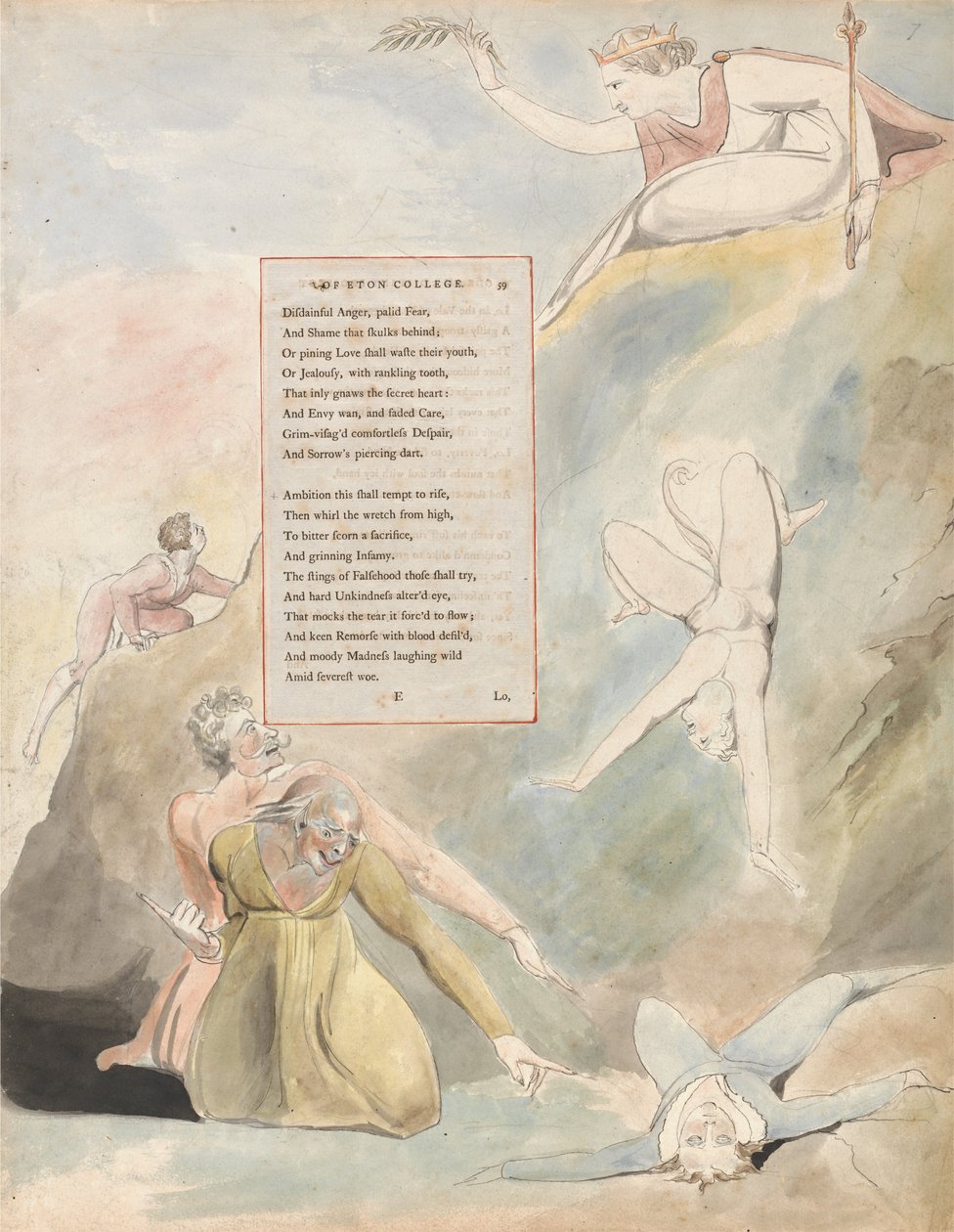 The Gray of Thomas Gray, Design 19, Ode on a Distant Prospect of Eton College. af William Blake