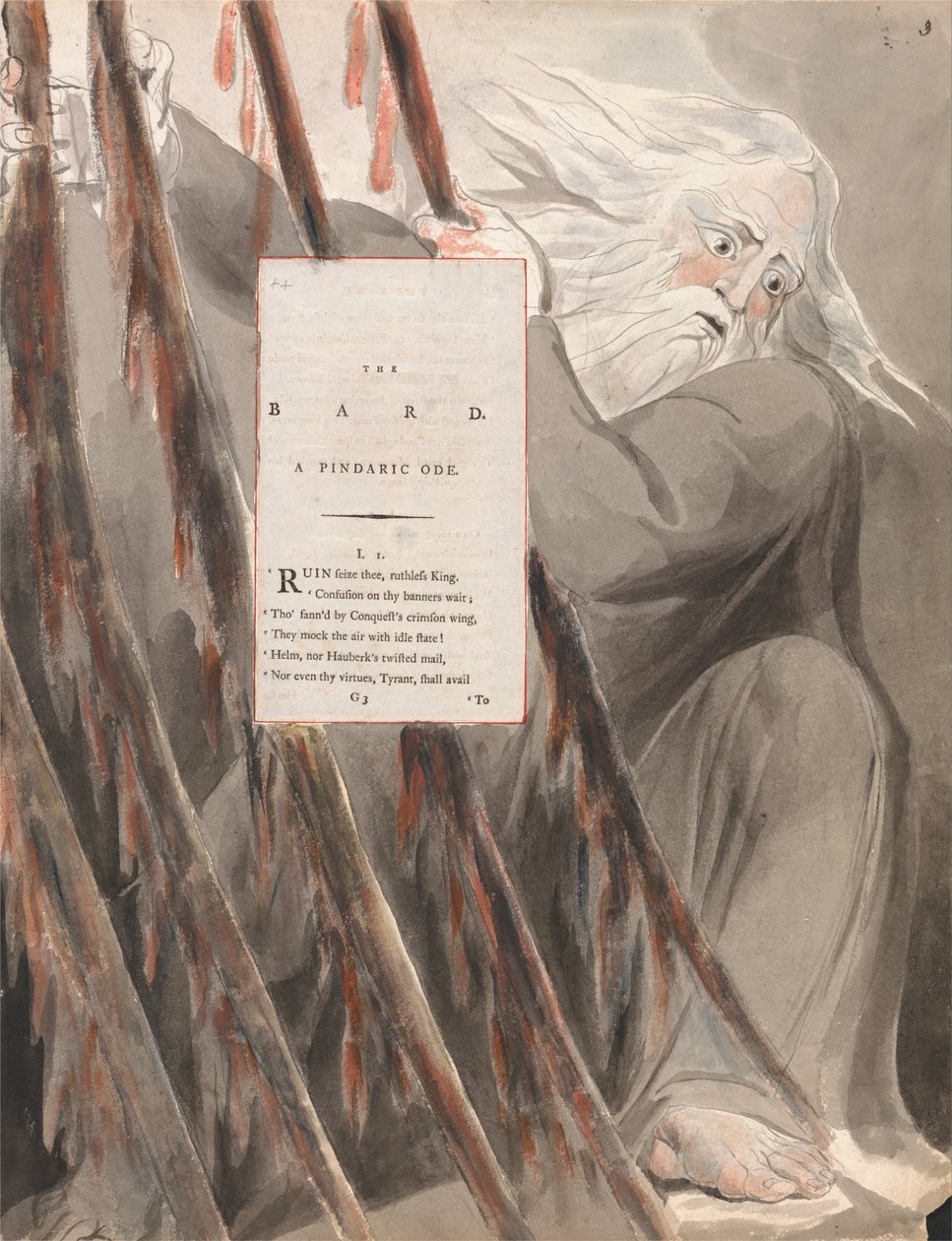Digte af Thomas Gray, Design 55, The Bard. af William Blake