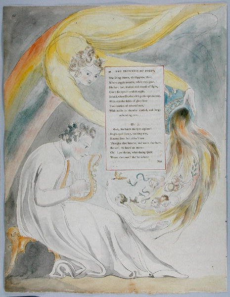 The Progress of Poesy, design 50 fra The Poems of Thomas Gray, 1797-98 (wc med pen og sort blæk på papir) af William Blake