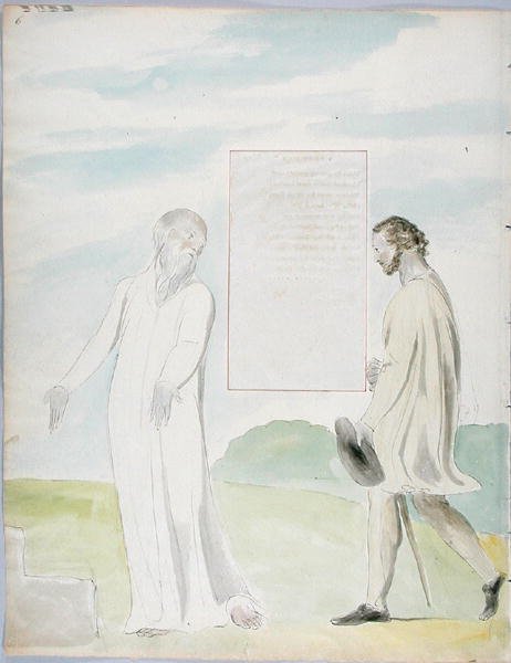 The Triumphs of Owen, design 92 fra The Poems of Thomas Gray, 1797-98 (wc med pen og blæk på papir) af William Blake