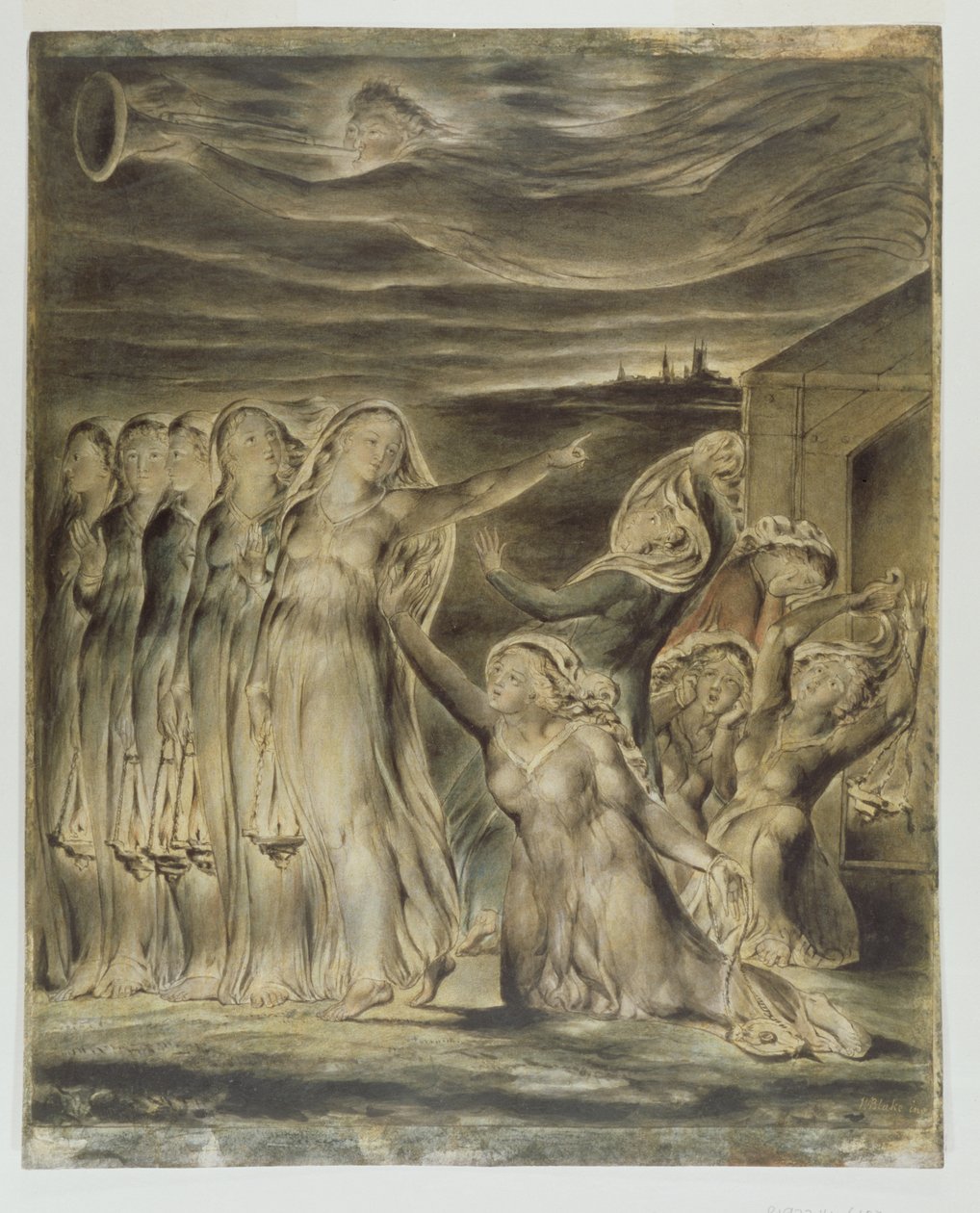The Wise and Foolish Virgins, ca. 1822 (wc og pen på papir) af William Blake