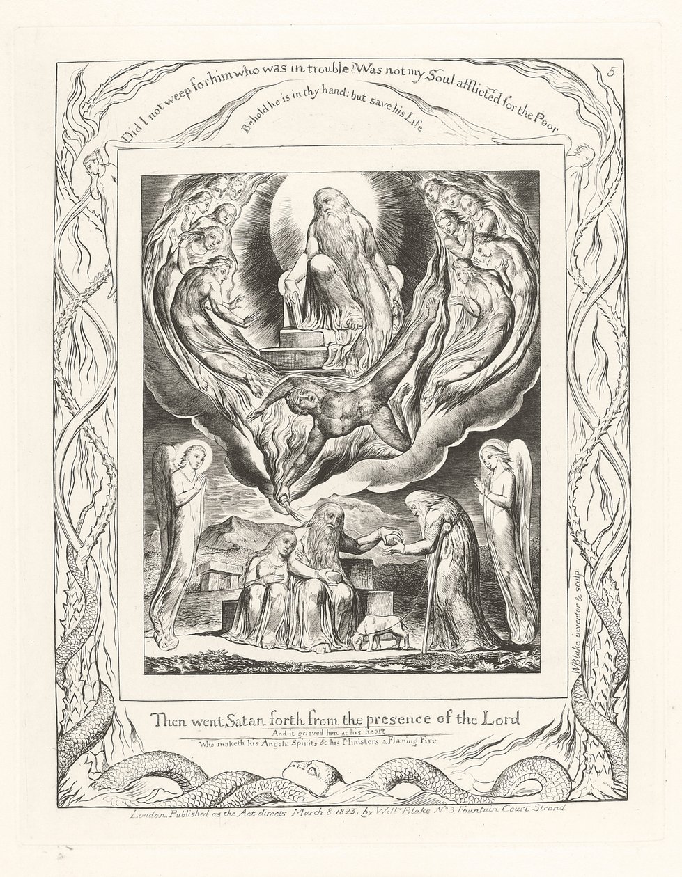 Så gik Satan ud fra Herrens nærhed, 1825 af William Blake