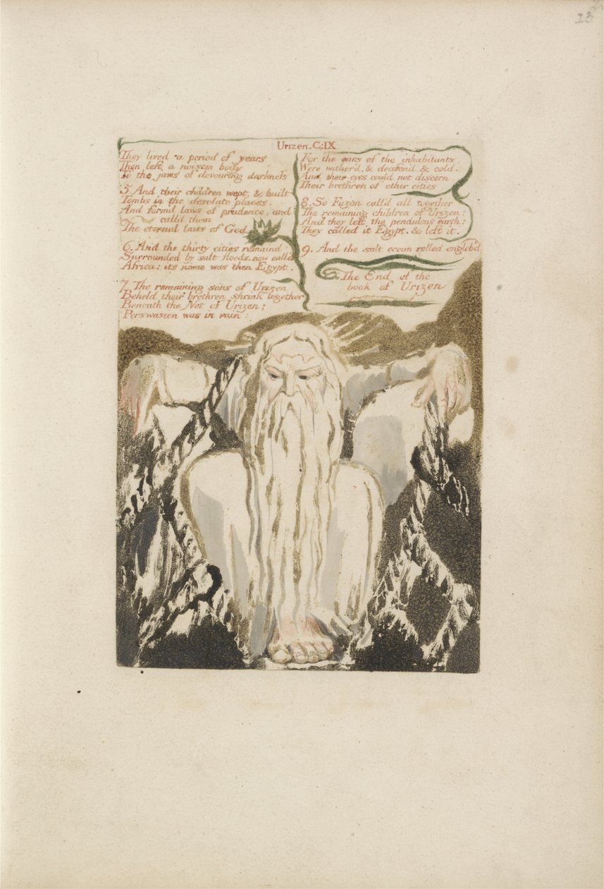 De levede en periode på år..., plade 27 fra The First Book of Urizen, 1794 (farvetrykt relief ætsning med blæk og wc på papir) af William Blake