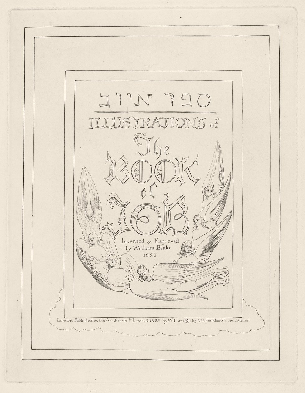 Titelblad fra Illustrationer af Jobs Bog, 1825 af William Blake