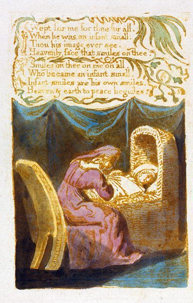 Græd for mig (forts.) plade 19 fra Songs of Innocence, 1789 (reliefradering med wc) af William Blake