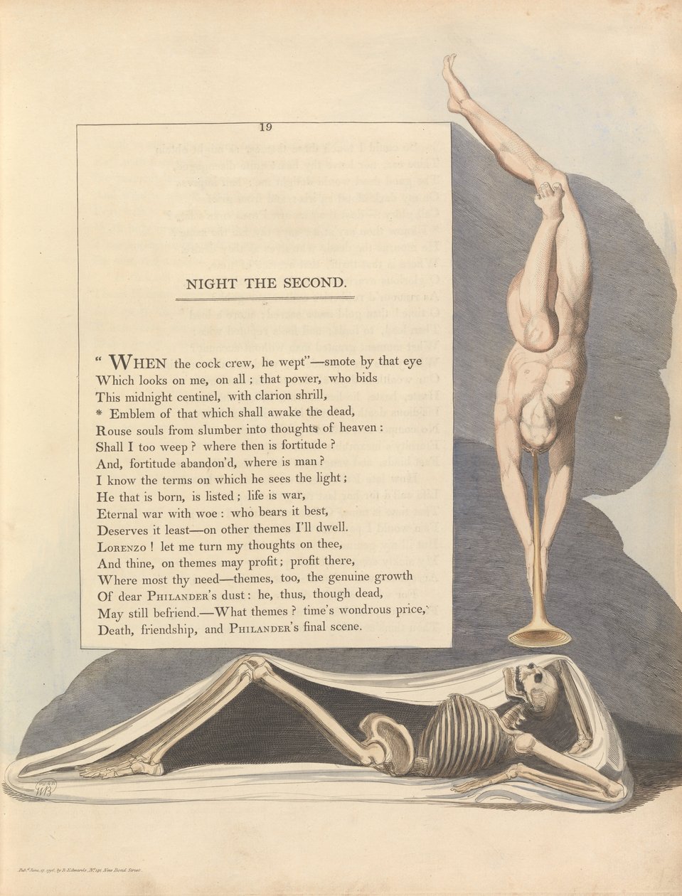 Youngs Night Thoughts, side 19, Emblem for det, der skal vække de døde af William Blake
