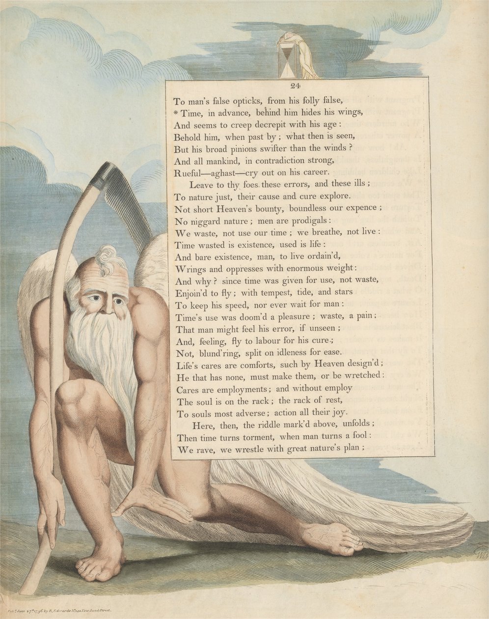 Youngs Night Tanker, Side 24, Tid, på forhånd, bag ham skjuler hans vinger af William Blake