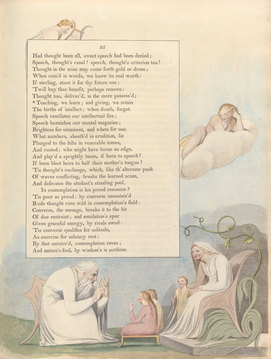 Youngs Night Tanker, Side 35, Undervisning, vi lærer; og giver, bevarer vi af William Blake