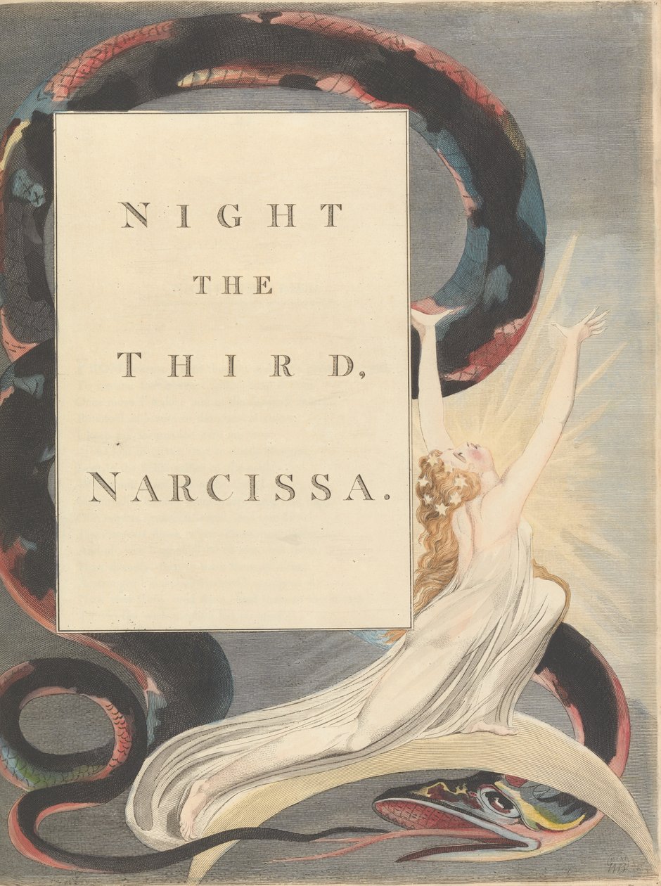 Youngs Night Tanker, Side 43, Night the Third, Narcissa. af William Blake
