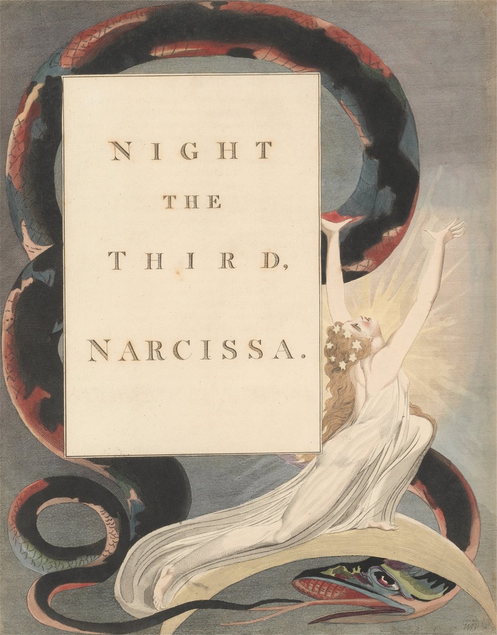 Youngs Night Tanker, Side 43, Night the Third, Narcissa. af William Blake