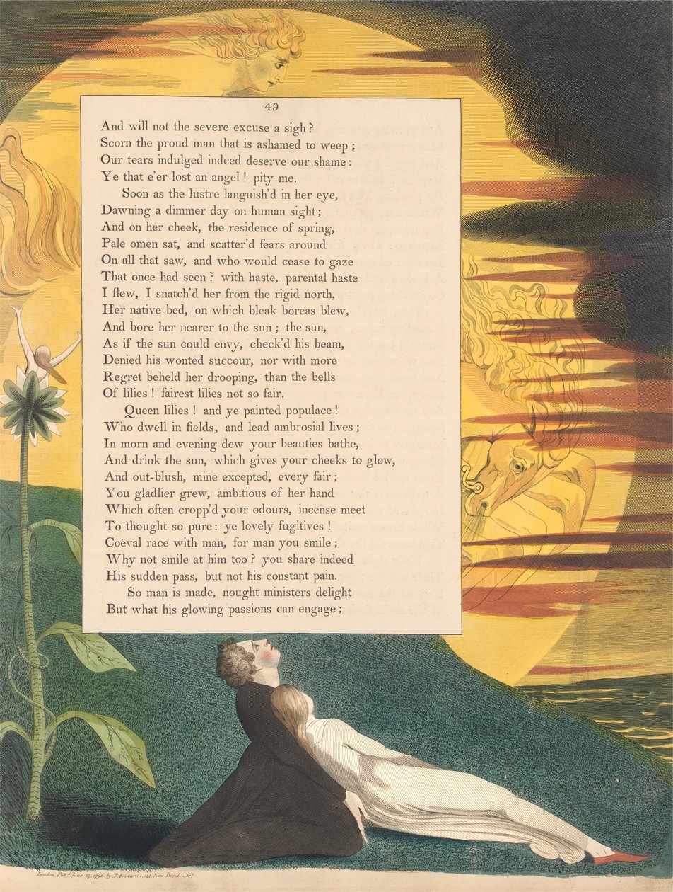 Unge natttanker, side 49, som om solen ville misunde, tjekker hans stråle af William Blake