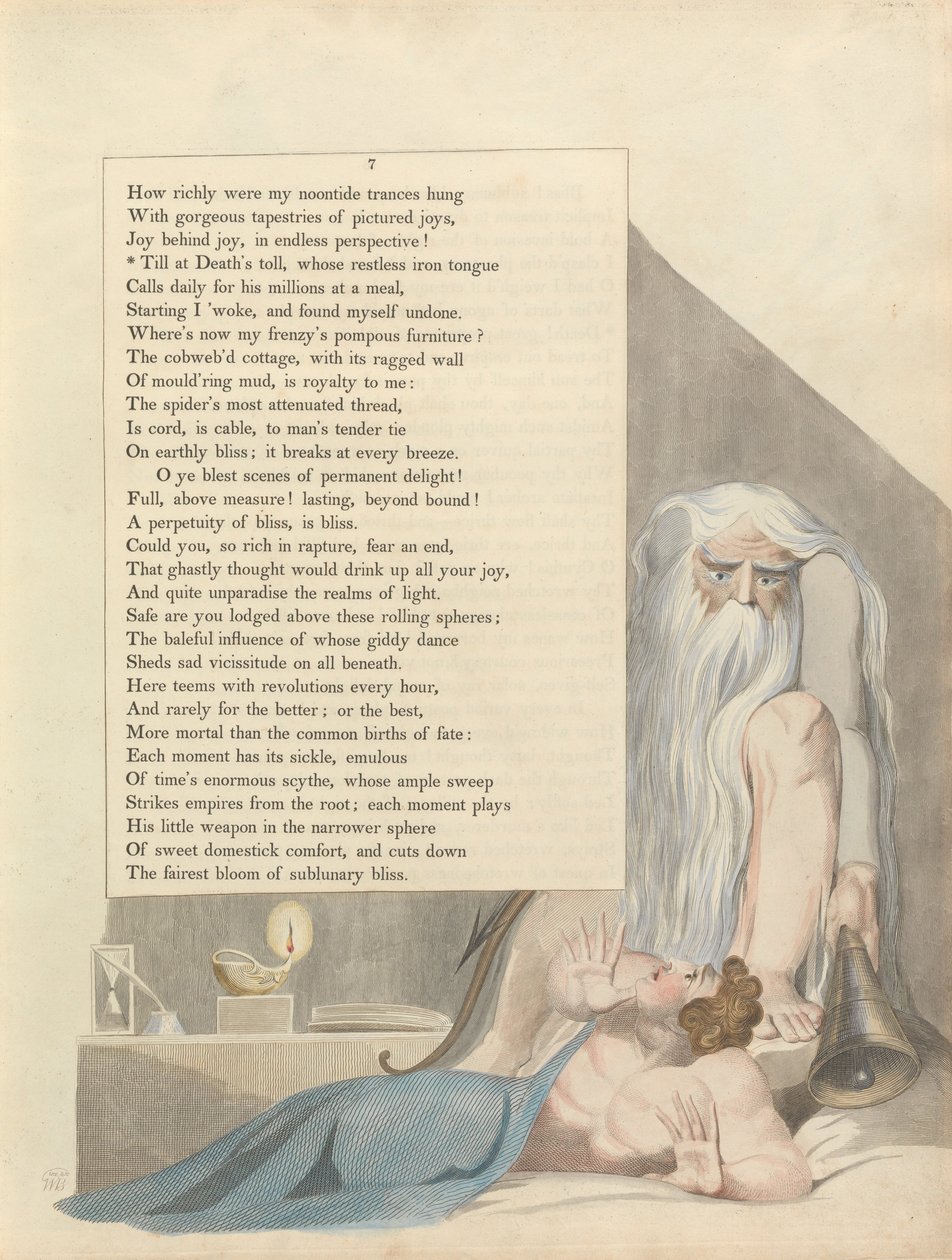 Youngs Night Tanker, Side 7, Till at Deaths toll, hvis rastløse jerntunge af William Blake