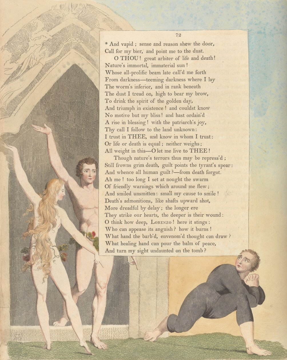 Youngs natttanker, side 72 og dumme; fornuft og fornuft viser døren af William Blake
