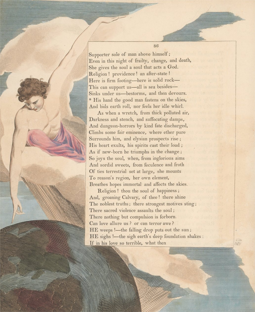 Youngs Night Tanker, Side 86, Hans hånd fastgør den gode mand på himlen af William Blake