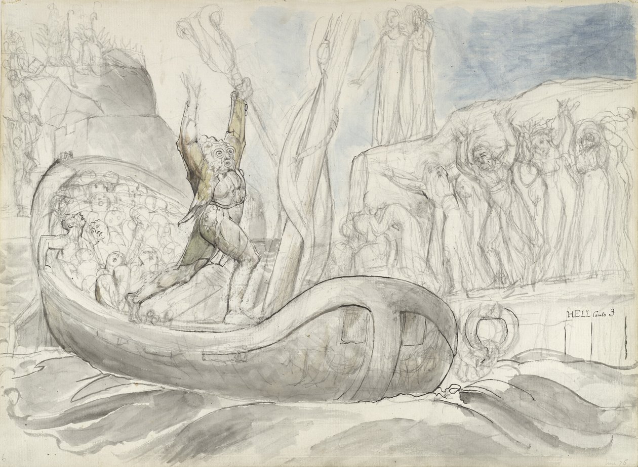 illustration til den guddommelige komedie af Dante Alighieri, 1824-27 (pen & blæk med wc over blyant og kridt på papir) af William Blake