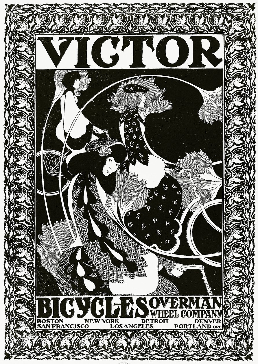 Plakat, der reklamerer for Victor Bicycles, 1895 af William Bradley