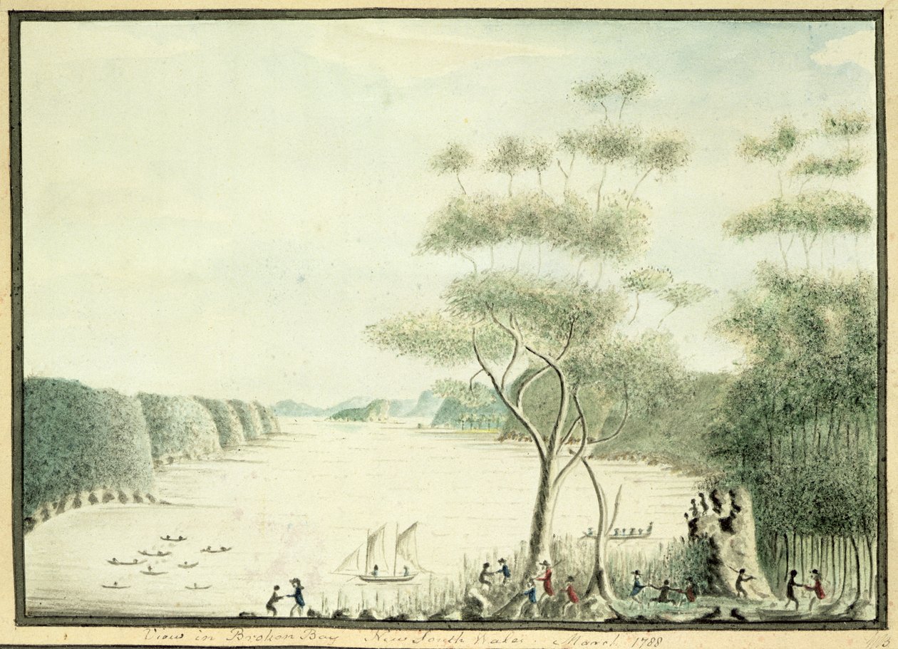 Udsigt i Broken Bay, New South Wales, 1788 af William Bradley