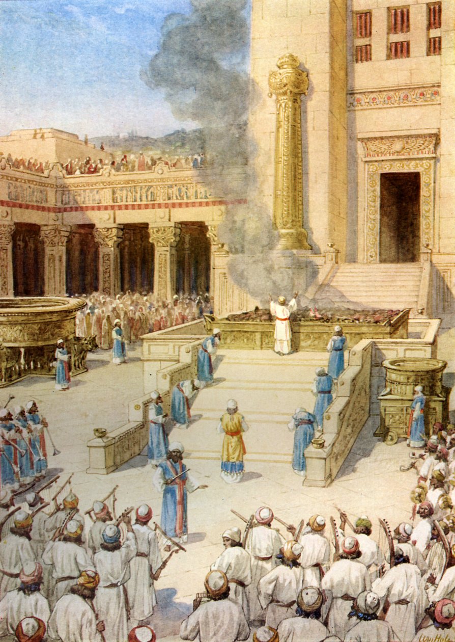 Indvielsen af templet i Jerusalem bygget af kong Salomon - Bibelen af William Brassey Hole