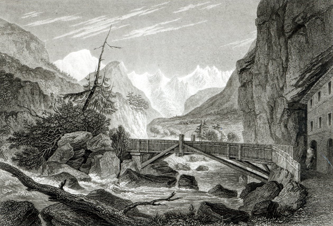 Mont Blanc fra St. Didiers bade, graveret af C.Westwood af William Brockedon
