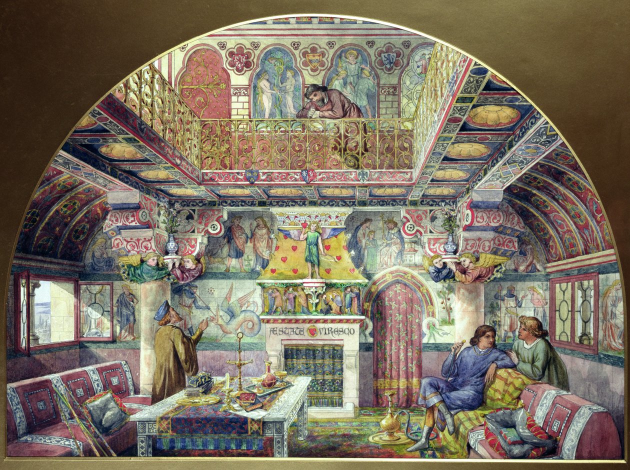 Design til udsmykningen af Sommerrygerum på Cardiff Castle, 1870 af William Burges